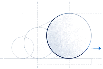 A growing snowball drawn over a technical blueprint